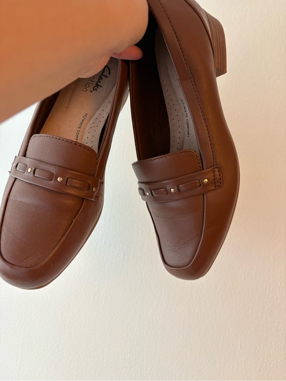 Clarks Women’s Brown Leather Penny Loafers